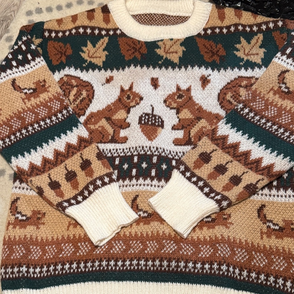 Cozy Squirrel and Acorn Sweater